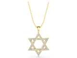 Yellow gold Pavé Round Diamond Star Pendant with Four-Prong Setting_5