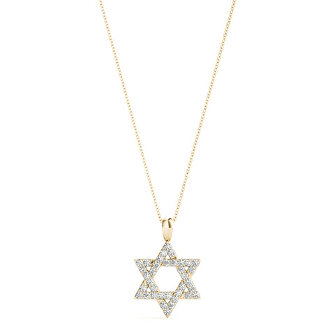 Yellow gold Pavé Round Diamond Star Pendant with Four-Prong Setting