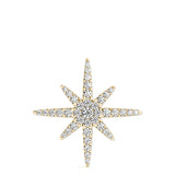 Yellow gold Pavé Round Diamond Starburst Pendant with Four-Prong Setting 1