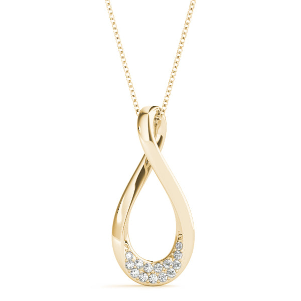 Yellow gold Pavé Round Diamond Teardrop Pendant
