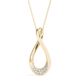 Yellow gold Pavé Round Diamond Teardrop Pendant