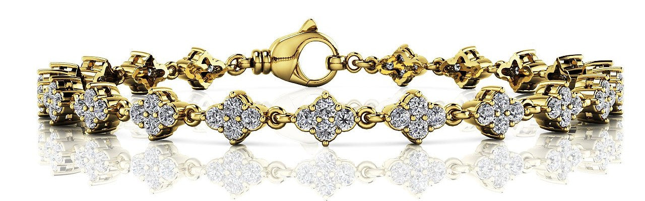 Yellow gold Pavé Round Diamond Tennis Bracelet with Four-Prong Setting