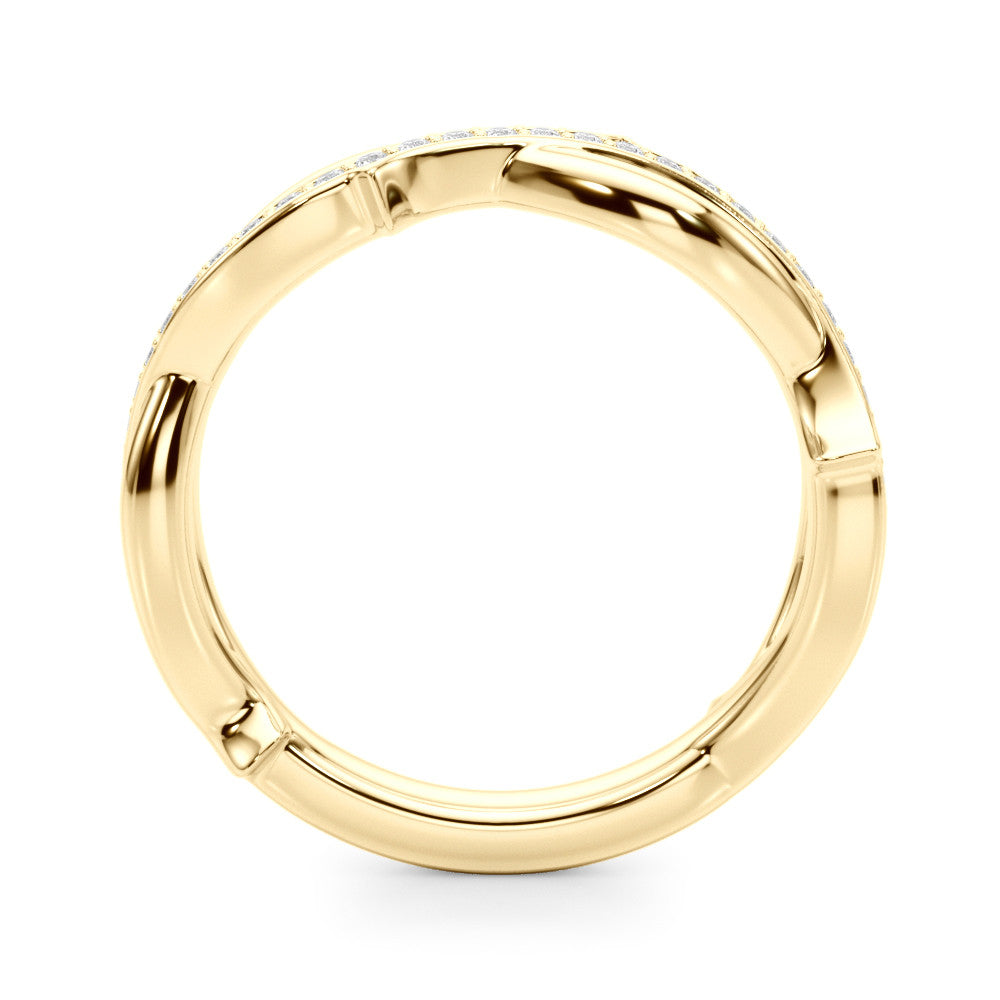 Yellow gold Pavé Round Diamond Twist Band with Bezel Setting 1