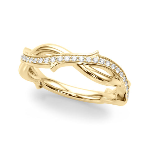 Yellow gold Pavé Round Diamond Twist Band with Bezel Setting