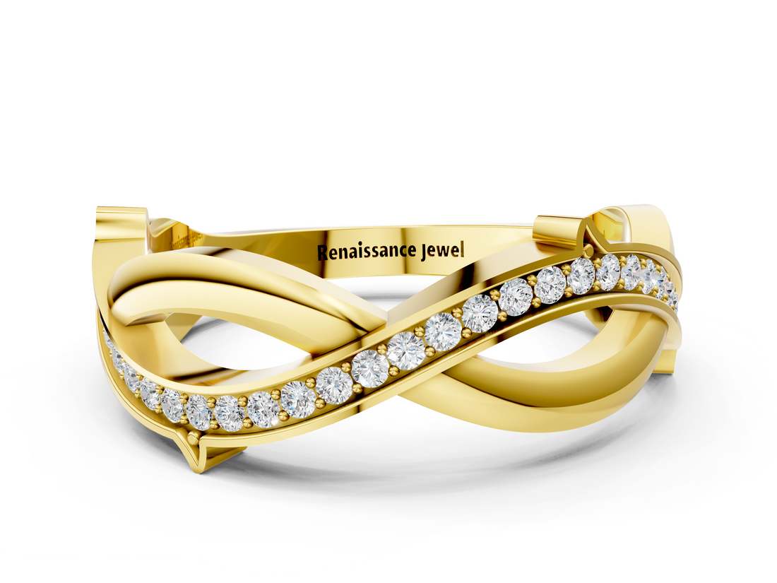 Yellow gold Pavé Round Diamond Twist Band with Channel Setting_21