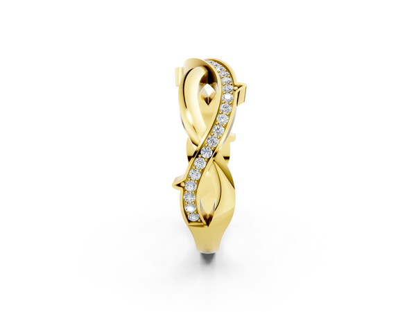 Yellow gold Pavé Round Diamond Twist Band with Channel Setting