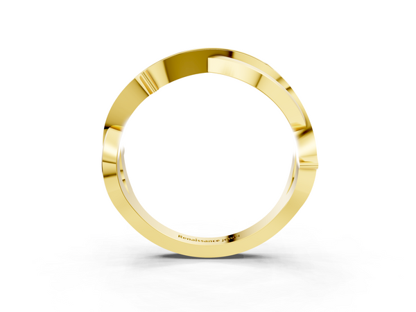 Yellow gold Pavé Round Diamond Twist Band with Channel Setting