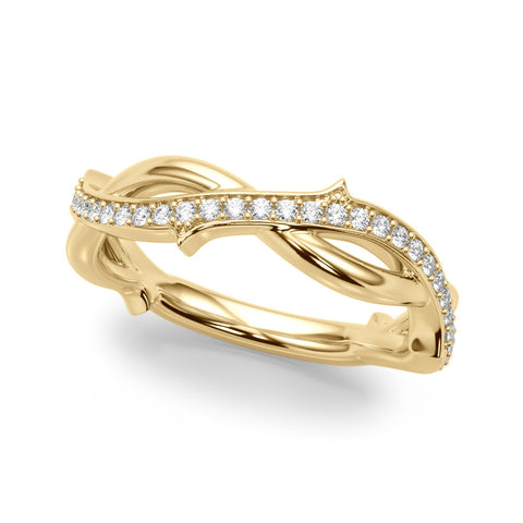 Yellow gold Pavé Round Diamond Twist Band with Channel Setting