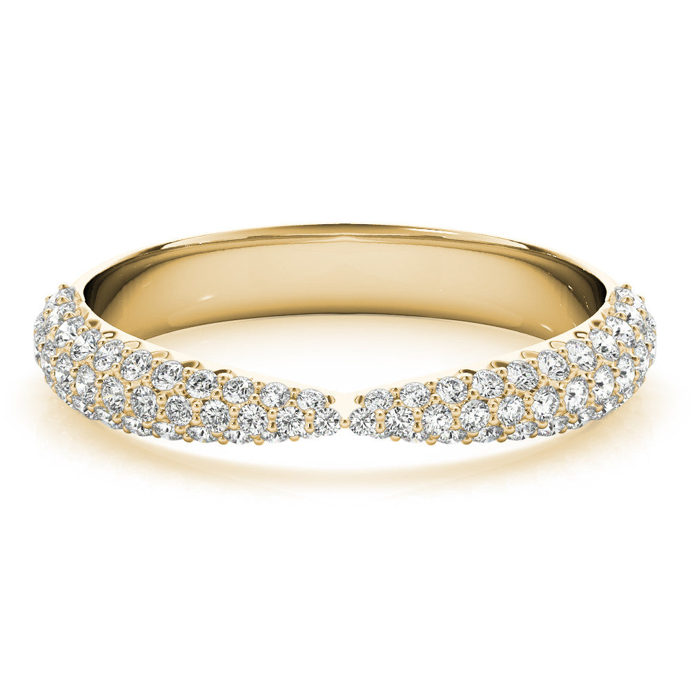 Yellow gold Pavé Round Diamond Twist Band with Micro Prong Setting 1