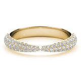 Yellow gold Pavé Round Diamond Twist Band with Micro Prong Setting 1