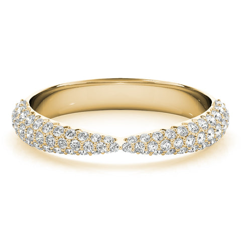 Yellow gold Pavé Round Diamond Twist Band with Micro Prong Setting 1