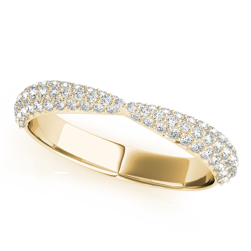 Yellow gold Pavé Round Diamond Twist Band with Micro Prong Setting