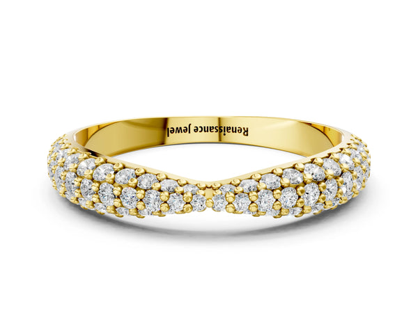 Yellow gold Pavé Round Diamond Twist Band with Micro Prong Setting