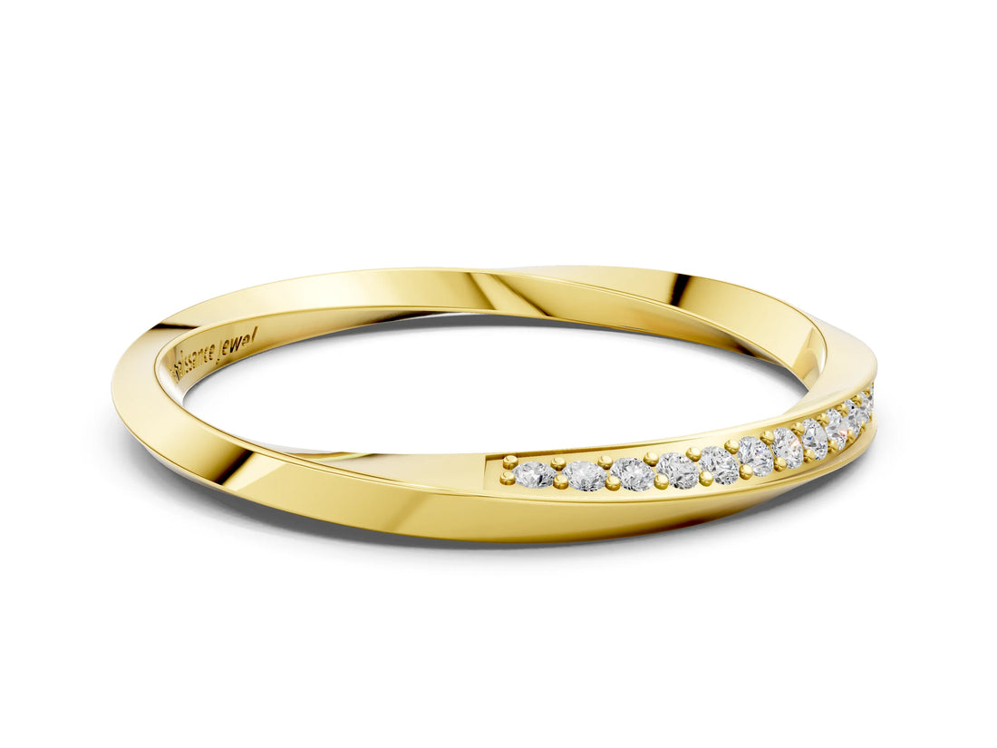 Yellow gold Pavé Round Diamond Twist Band_12