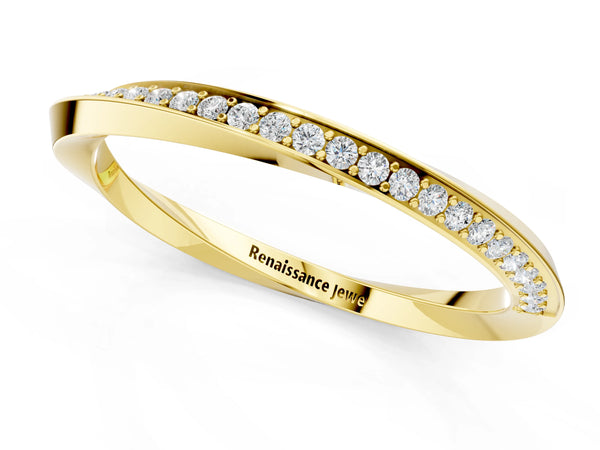 Yellow gold Pavé Round Diamond Twist Band
