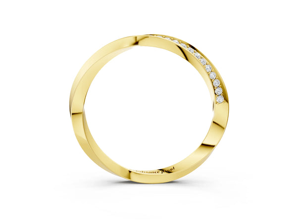 Yellow gold Pavé Round Diamond Twist Band