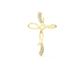 Yellow gold Pavé Round Diamond Twist Cross Pendant_31