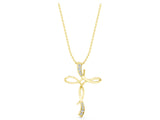 Yellow gold Pavé Round Diamond Twist Cross Pendant_32