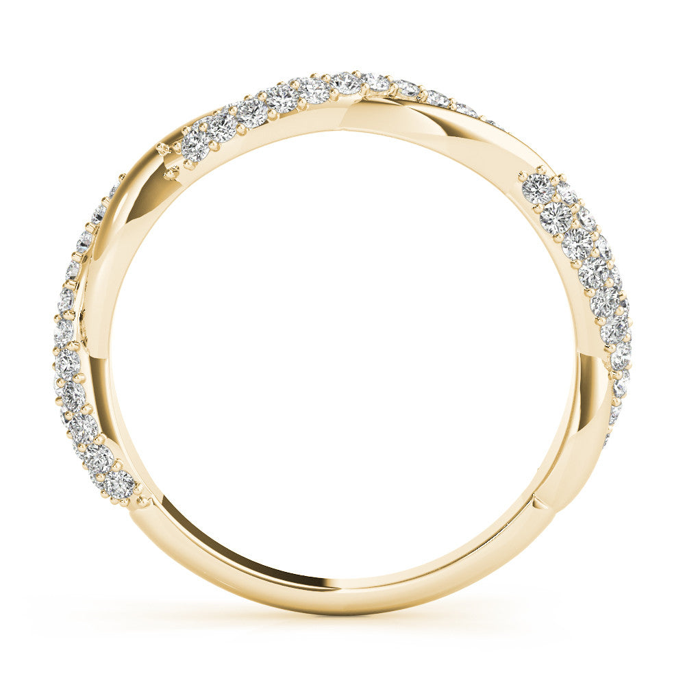 Yellow gold Pavé Round Diamond Twist Eternity Band with Prong Setting 1