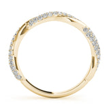 18K Yellow Gold Pavé Round Diamond Twist Eternity Band with Prong Setting
