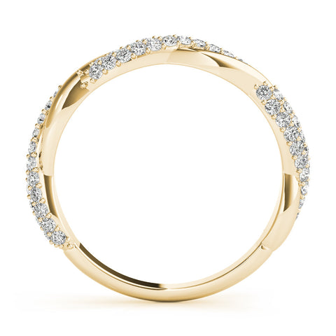 Yellow gold Pavé Round Diamond Twist Eternity Band with Prong Setting 1
