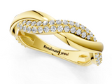 Yellow gold Pavé Round Diamond Twist Eternity Band with Prong Setting_56