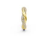 Yellow gold Pavé Round Diamond Twist Eternity Band with Prong Setting_57