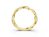 Yellow gold Pavé Round Diamond Twist Eternity Band with Prong Setting_58