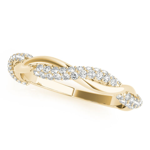 Yellow gold Pavé Round Diamond Twist Eternity Band with Prong Setting