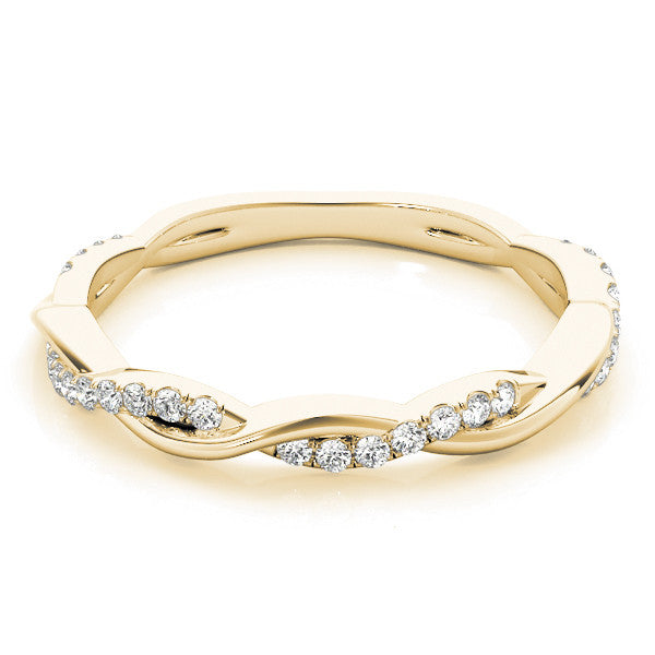Yellow gold Pavé Round Diamond Twist Eternity Band with Shared Prong Setting 1