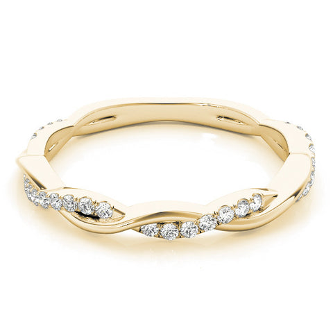 Yellow gold Pavé Round Diamond Twist Eternity Band with Shared Prong Setting 1