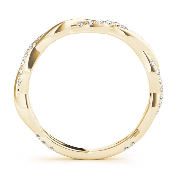 Yellow gold Pavé Round Diamond Twist Eternity Band with Shared Prong Setting 2