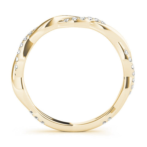 Yellow gold Pavé Round Diamond Twist Eternity Band with Shared Prong Setting 2