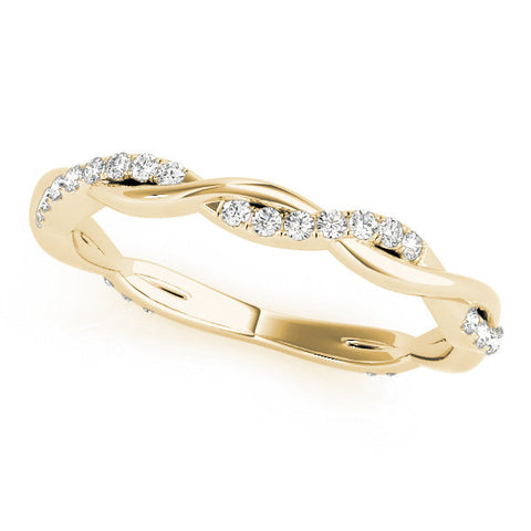 Yellow gold Pavé Round Diamond Twist Eternity Band with Shared Prong Setting
