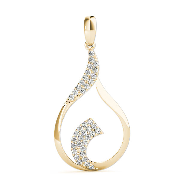 Yellow gold Pavé Round Diamond Twist Pendant