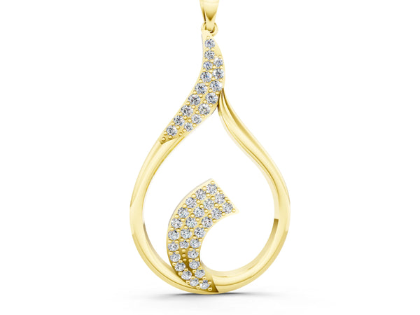 Yellow gold Pavé Round Diamond Twist Pendant