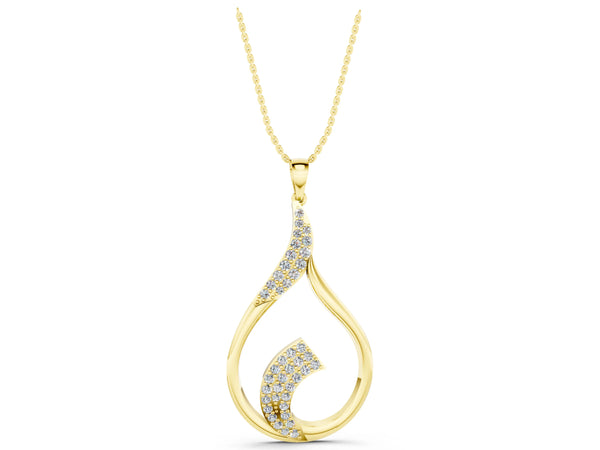 Yellow gold Pavé Round Diamond Twist Pendant