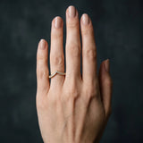 Yellow gold Pavé Round Diamond V-Shaped Chevron Band with Shared Prong Setting_128