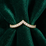 Yellow gold Pavé Round Diamond V-Shaped Chevron Band with Shared Prong Setting_131