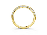 Yellow gold Pavé Round Diamond Wave Band with Shared Prong Setting_5