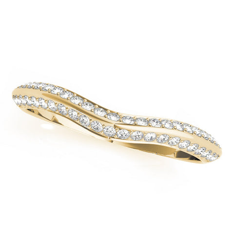 Yellow gold Pavé Round Diamond Wave Band with Shared Prong Setting