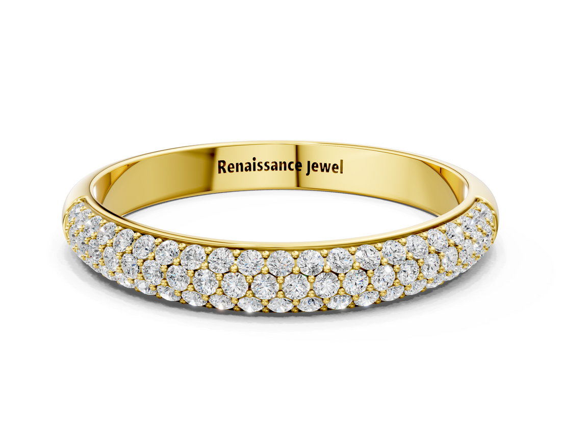 Yellow gold Pavé Round Diamond White Gold Eternity Band_22