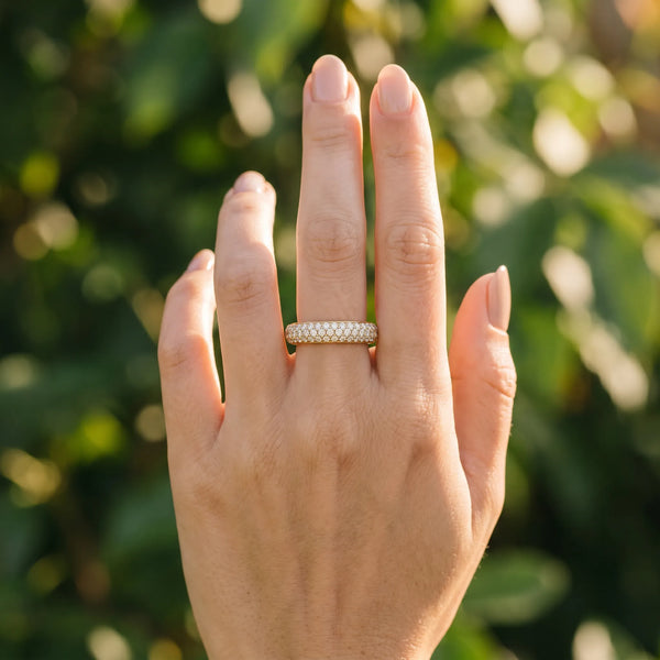 Yellow gold Pavé Round Diamond White Gold Eternity Band