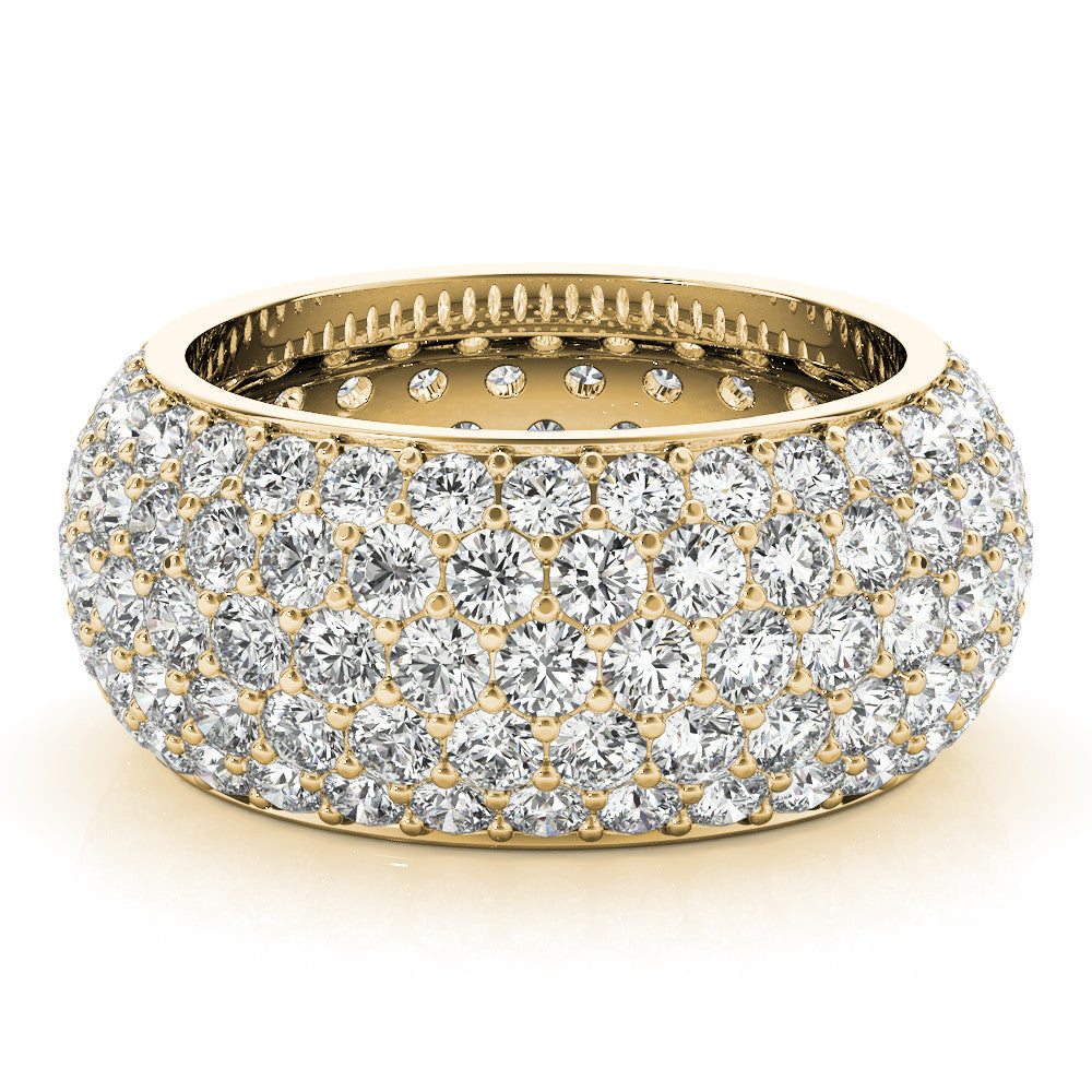 Yellow gold Pavé Round Diamond Wide Band with Micro-Prong Setting 1