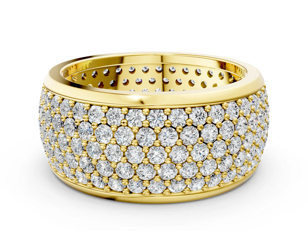 Yellow gold Pavé Round Diamond Wide Band with Micro-Prong Setting
