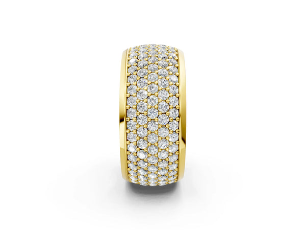 Yellow gold Pavé Round Diamond Wide Band with Micro-Prong Setting