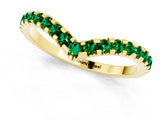 Yellow gold Pavé Round Emerald Chevron Band with Shared Prong Setting_7