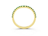Yellow gold Pavé Round Emerald Chevron Band with Shared Prong Setting_9