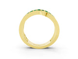 Yellow gold Pavé Round Emerald Crossover Band with Bead Prong Setting_9