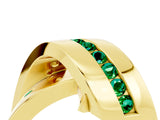 Yellow gold Pavé Round Emerald Crossover Band with Channel Setting_10